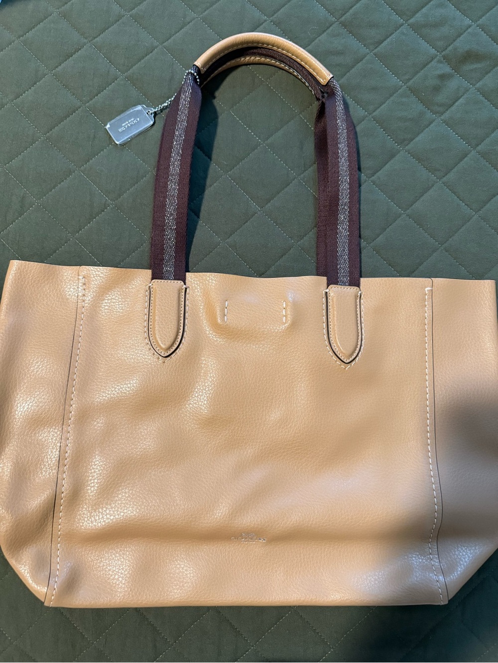 Coach Beige Leather Tote with Dark Brown Straps